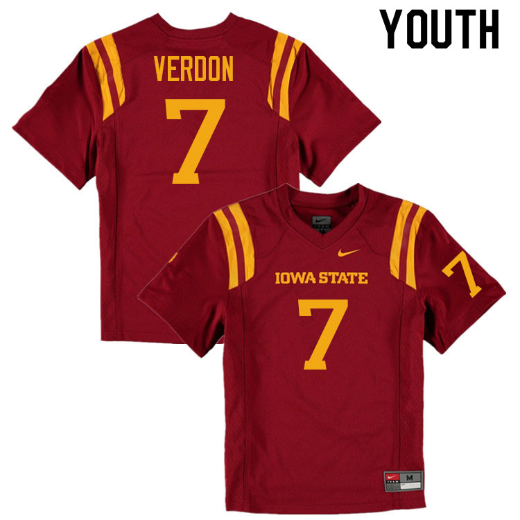 Youth #7 Malik Verdon Iowa State Cyclones College Football Jerseys Sale-Cardinal - Click Image to Close